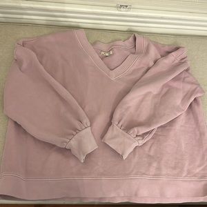 Madewell resourced cotton vneck sweatshirt lavender mist purple